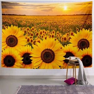 Sunflower Field Floral Nature Landscape Pop Art Room/Dorm Wall Decor/Tapestry